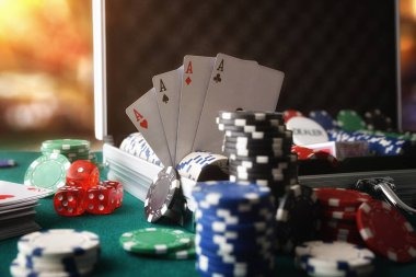 Live dealer studio view with card table and camera setup